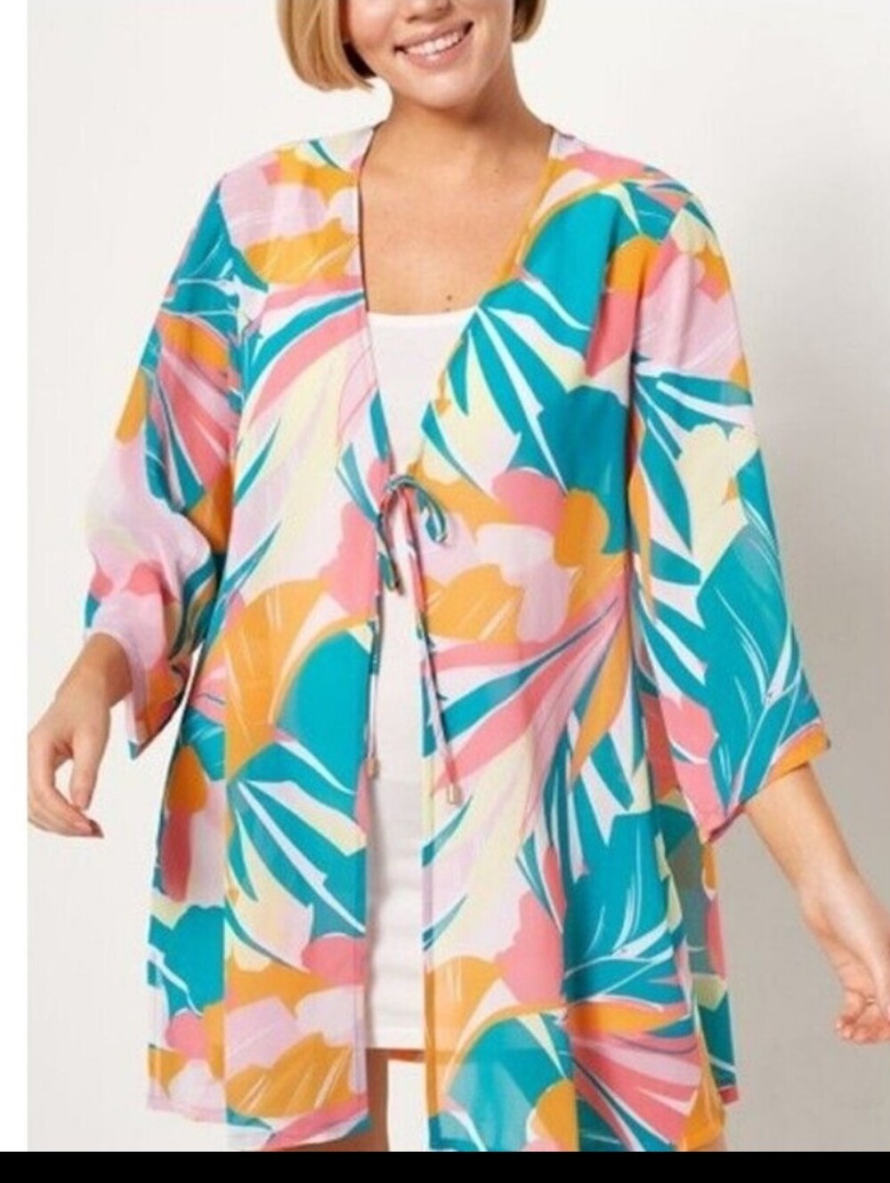 NWT Jantzen Swimsuit Cover Up Or Kimono Paradise Palms